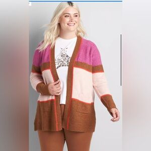 New Lane Bryant Colorblock Cardigan Sweater size 18/20 26/28 🌹🌺🌸 BG 04 11